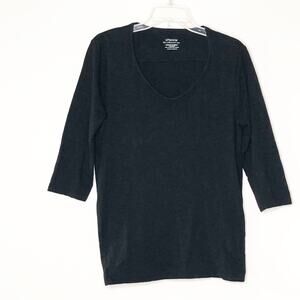 Chico's Ultimate Tee Size 1 Medium Black 3/4 Sleeves 8